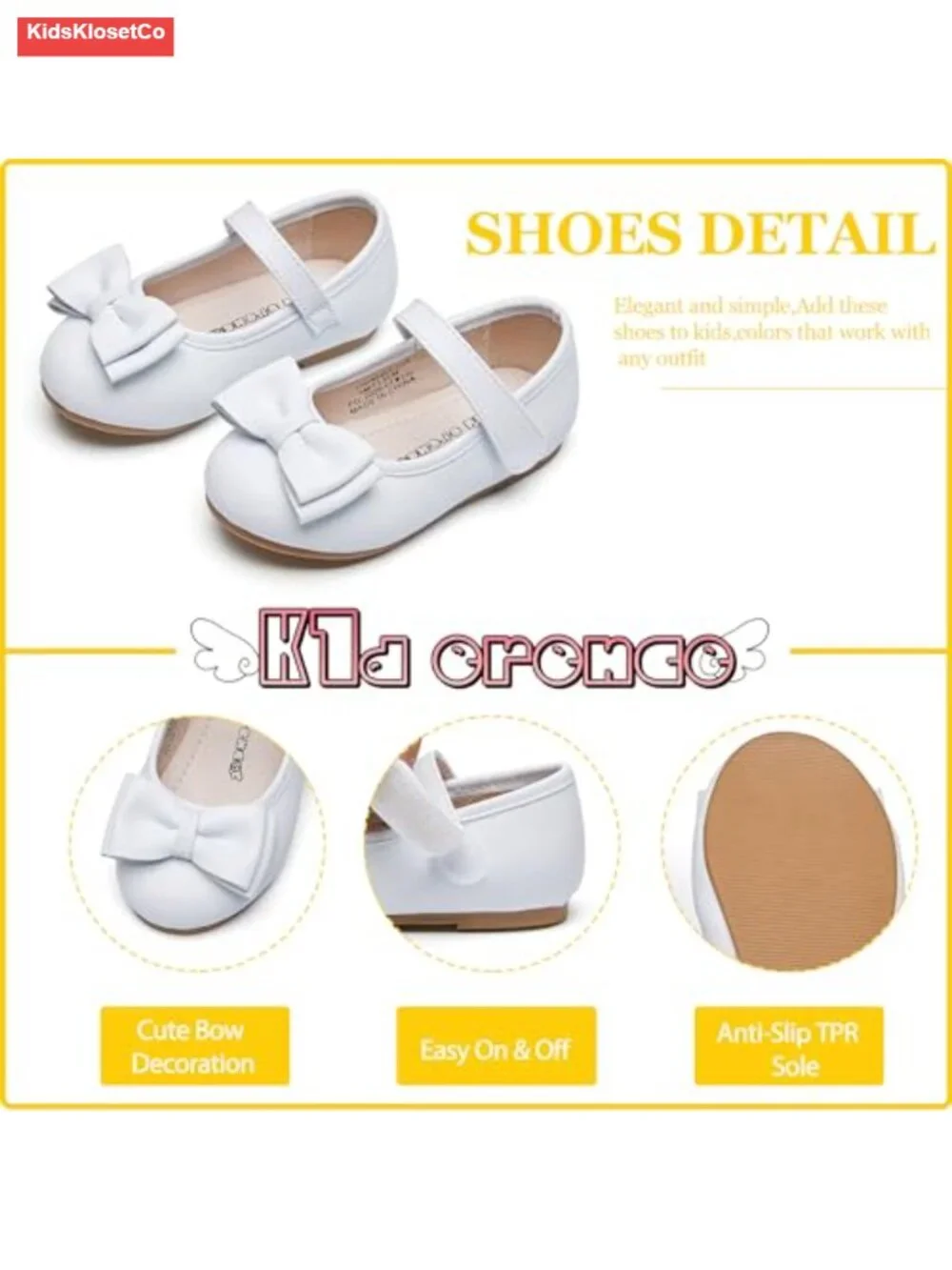 Toddler Girls Mary Jane Ballet Flats Dress Shoes with Bows
